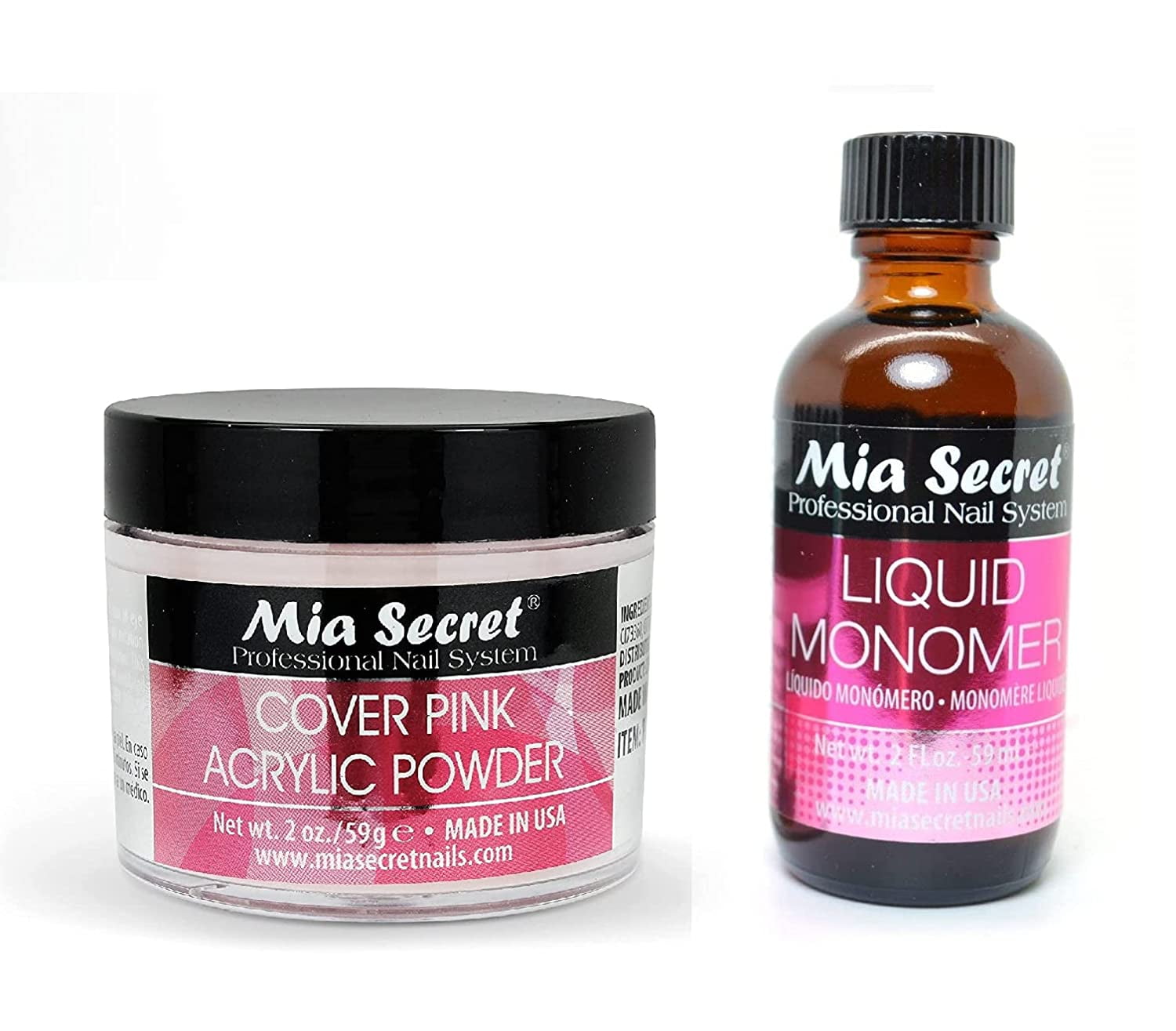 Mia Secret Liquid Monomer 2 oz and Cover Pink Powder 2 oz
