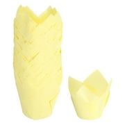 150Pcs Tulip Baking Cups Cupcake Muffins Liners Paper Greaseproof Wrappers for Wedding(3.1" x 2", Light Yellow)