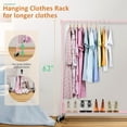 thumbnail image 3 of Heavy Duty Clothing Racks for Hanging Clothes Rack, 43" Wide Rolling Garment Rack Metal Clothing Hanger Rack with Wheels Wardrobe Rack for Coats, Shirts, Dress (Pink), 3 of 7