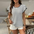 thumbnail image 2 of fheaev Hauts d'Été pour Femmes Manches Courtes Col Rond Décontracté Chic Ample Tunique Pull Mignon Tee-Shirts d'Entraînement Tenues de Vacances à la Plage T-Shirts d'Affaires Vêtements de Mode, 2 of 9