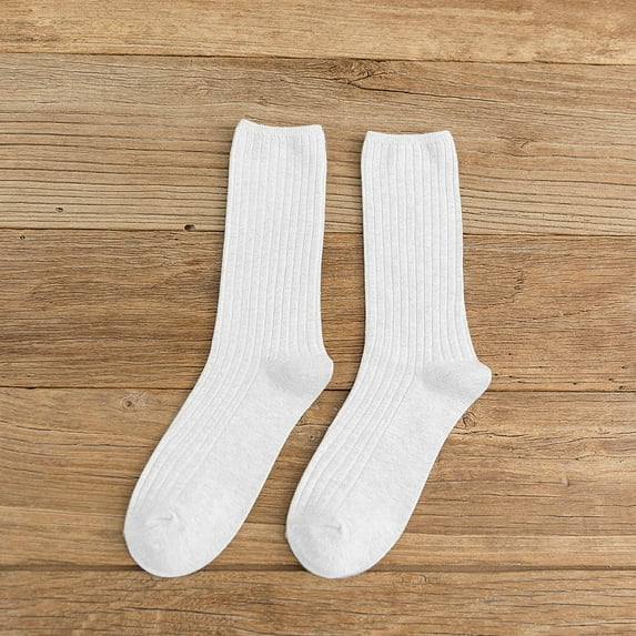 Dyfzdhu 5 Pairs Of Women Middle Tube Cotton Socks Solid Ladies Warm Soft Socks