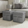 thumbnail image 1 of Lavish Home Foldable Storage Cube Ottoman with Pockets – Multipurpose Footrest Organizer for Bedroom, Living Room, Dorm or RV (Pair, Charcoal Gray),, 1 of 7