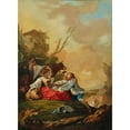 thumbnail image 3 of Jean Barbault 11x14 Black Modern Framed Museum Art Print Titled - A Pastoral Scene with a Boy Offering a Shepherdess Doves in a Rocky Landscape, 3 of 5