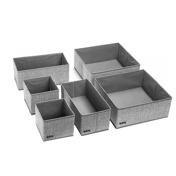 6 Pcs Cajas De Almacenamiento Y Organizador De Ropa En Tela Belug,Gris