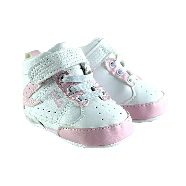 Fila Baby Trapunto High Top Sneaker Crib Shoe White/Pink 9-12 Months - Walmart.com