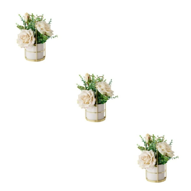 ZheElen Simulation Flower Set Versatile Usage Beautifully Designed Easy To Clean rose white 3Set