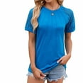 thumbnail image 2 of XIAfhje Womens Tshirts Trendy Dressy Tops Business Casual Tee Shirts Lace Short Sleeved Round Neck Shirt Fashion Blouses Summer Tops Solid Color Top Soft Casual Comfy Outfits Clothes 2024, 2 of 3