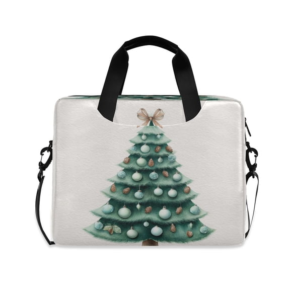 16" Laptop Briefcase for Work Travel Laptop Shoulder Bag Carrying Handbag Laptop Case Green Christmas Tree with Baubles