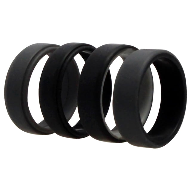 Juego Anillos Boda Silicona 2 Capas Biselados 8 mm Gris ROQ