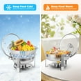 thumbnail image 2 of Chafing Dish Buffet Set 5QT, Stainless Steel Round Chafing Dishes for Buffet with Lid Holder & Glass Lid for Parties, Wedding, Camping, Dinner (2/4Pack, Silver/Gold), 2 of 9