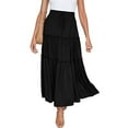 thumbnail image 6 of 2025 Women's Bohemian High-Waisted Satin Maxi Skirt - Flowy A-Line Midi Skirt for Spring & Summer, 6 of 12