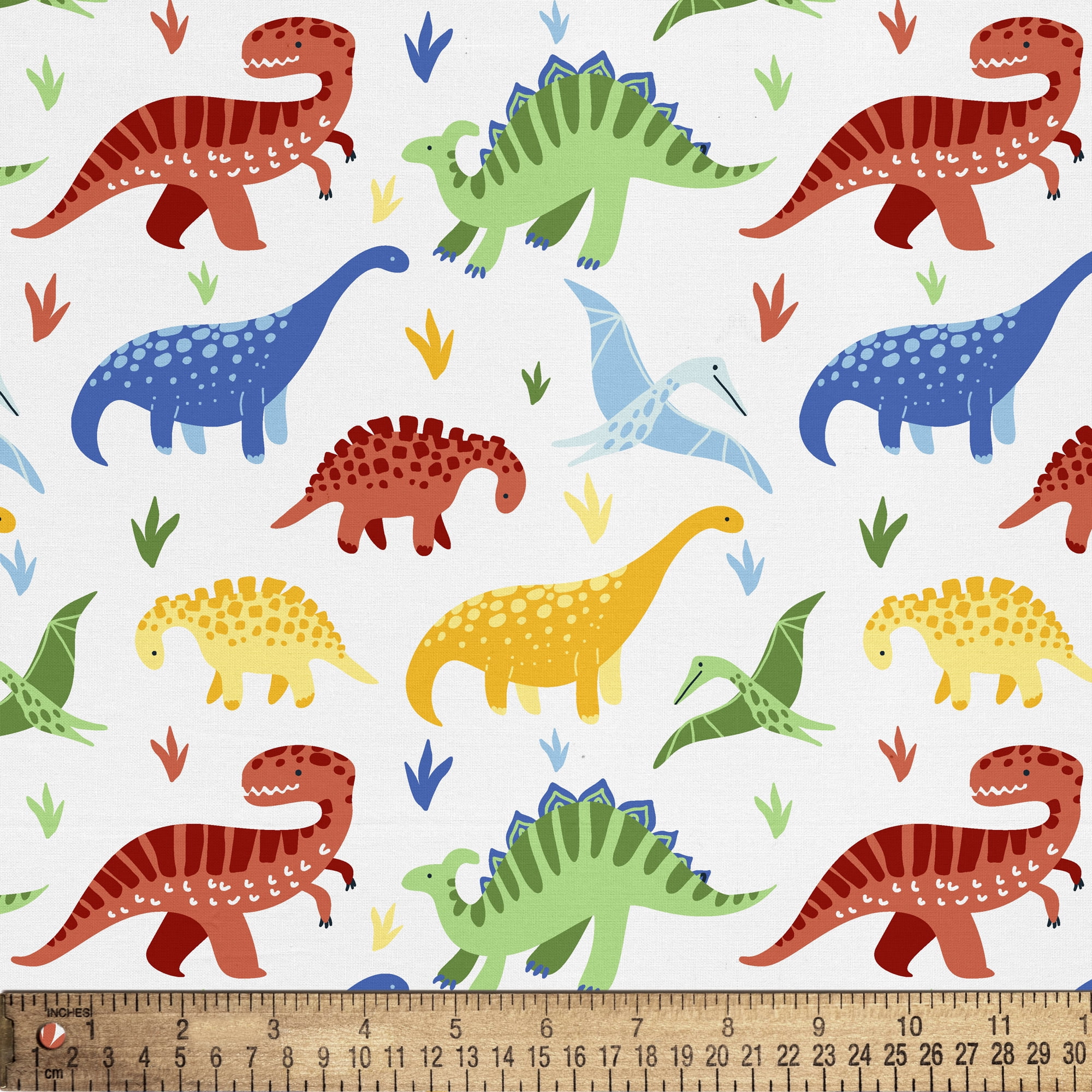 2 Yards 100% Cotton Color Dino, Multi-color, 44" Wide for Crafts by David Textiles