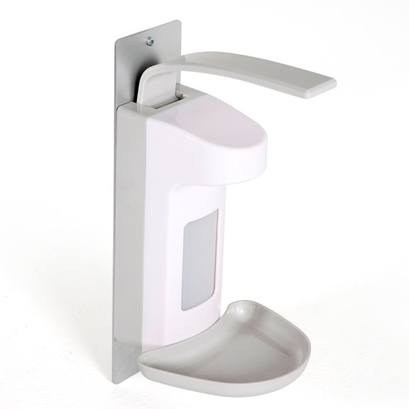 M&T Displays Free Standing Sanitizer Dispenser 500 mL. (16.9 oz.) without Gel for Liquid/Lotion Soap, Lotions or Hand Sanitizing Products, Manual Push Bar