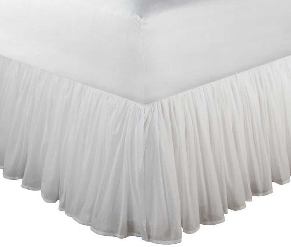 Greenland Home Fashions Cotton Voile Bed Skirt - 18 in. Ruffle - White - King