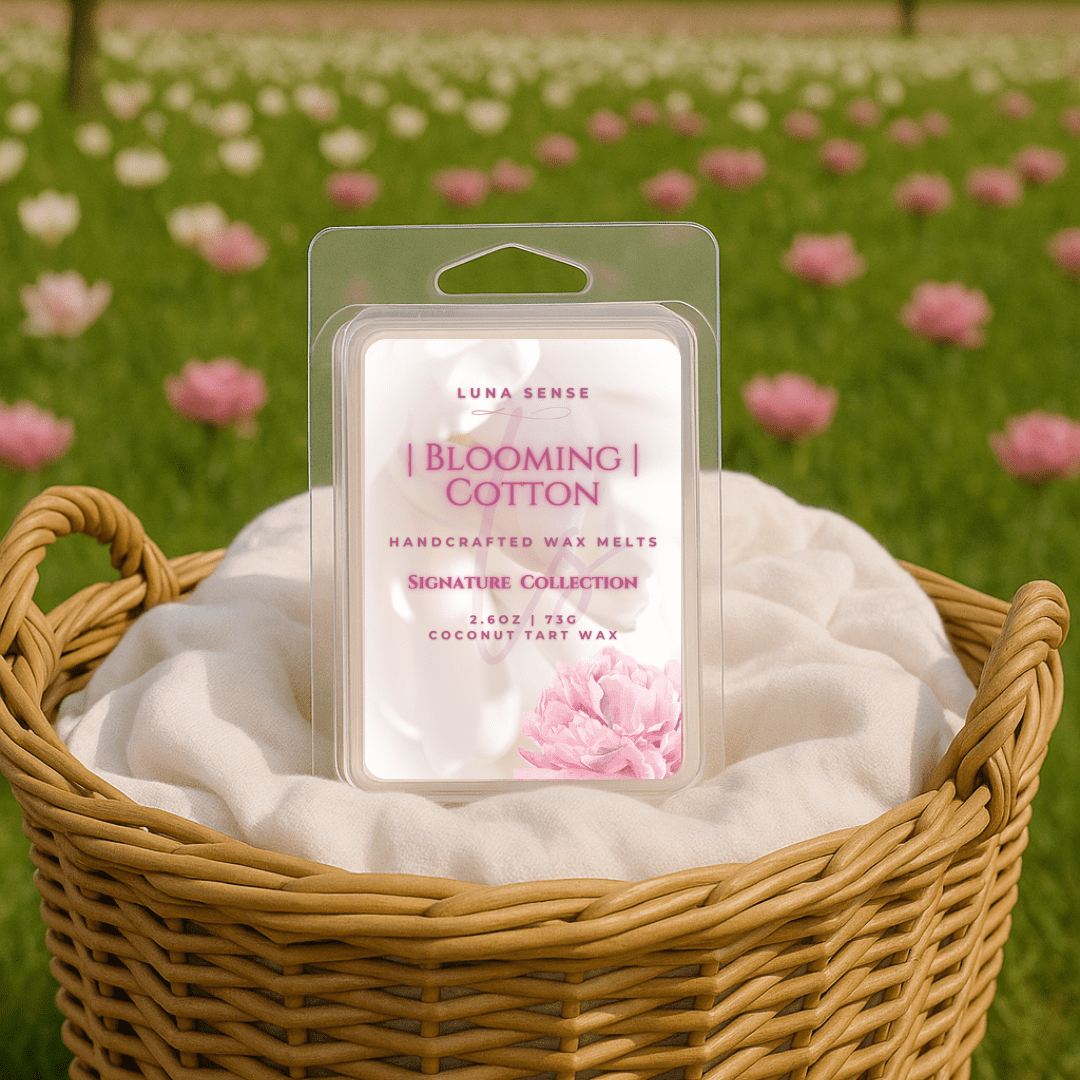 Luna Sense Blooming Cotton Wax Melts, Clean Cotton and Soft Florals, Fresh Laundry Scent, 3 Pack, 18 Cubes Total