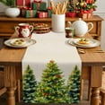 thumbnail image 2 of Christmas Tree Table Runner 13x60in Non-Slip Cotton Linen Table Runners, Green on Retro Beige Linen Dresser Scarves TableRunner for Dinner Kitchen Dining Wedding Party, 2 of 9