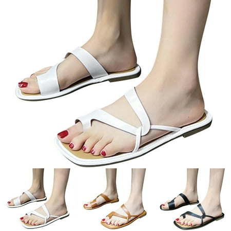 

PEASKJP Womens Wedge Sandals Summer Women Slippers Square Toe Slip On Open Toe Casual Slippers Slippers for Women Platform Sandals Brown 9