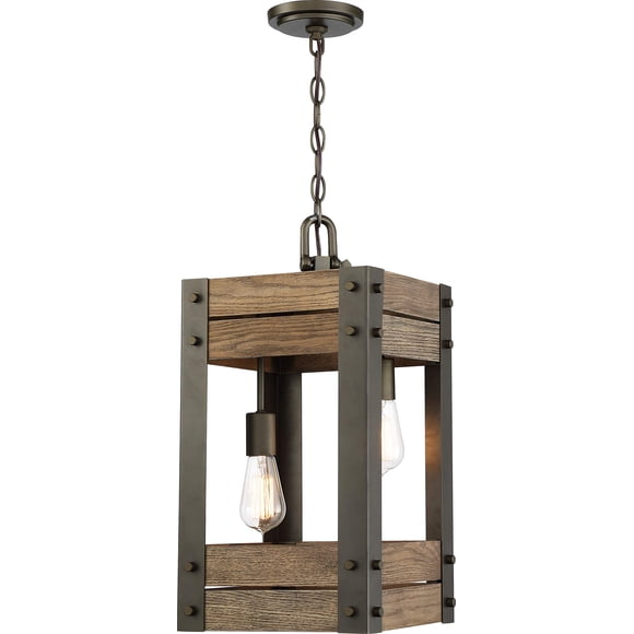 Nuvo 60/6425 Pendentif 2 Lumières Bronze & Finition Bois Vieilli