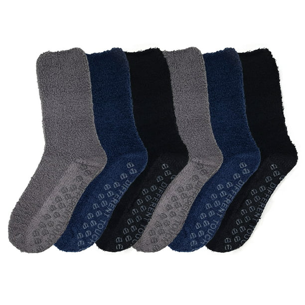 Non Slip Hospital Socks for Men Women Cozy Fuzzy Home Lounge Slipper ...