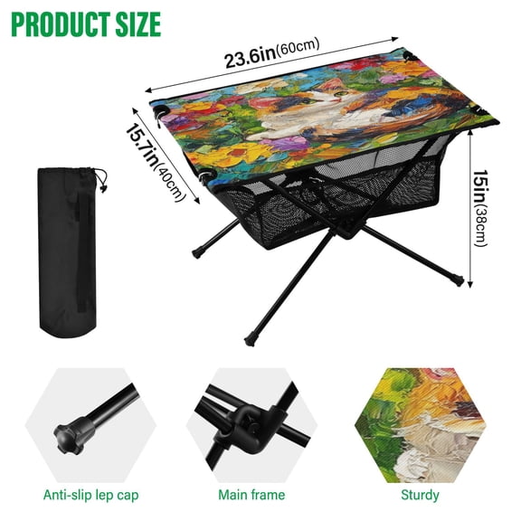 BZSMCE Camping Tables Simple Folding Table Celestial Cuddle Pattern Size:23.6*15.7in