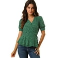 thumbnail image 1 of INSPIRE CHIC Women's Dots Print Tie Waist Ruffle Hem V Neck Wrap Peplum Tops, 1 of 6