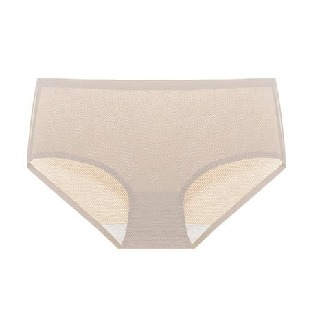 

YDKZYMD Women s Panty Ice Silk Comfortable High Waisted Stretchy Sexy Invisibles No Show Thongs Tangas Underwear Light Brown
