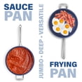 thumbnail image 4 of Granitestone Jumbo Cooker with Lid, Nonstick Triple Coated Surface, Family Sized Open Skillet with Stainless Steel Stay Cool & Helper Handle, Oven and Dishwasher Safe, Classic Blue, 4 of 6