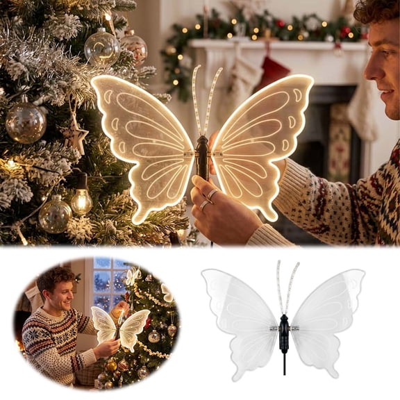 40cm Flapping LED Butterfly Light for Outdoor Garden, Animated Warm White Motion Butterfly Lamp, Luminous Yard Decor for Halloween Christmas Thanksgiving, Tree and Garden Holiday Decor