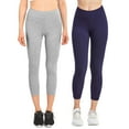 thumbnail image 1 of Women & Plus Soft Cotton Active Stretch Capri Length Lightweight Leggings (2PK-H Grey/Navy, 1X), 1 of 4
