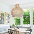 thumbnail image 4 of Arturesthome Coastal Rattan Pendant Light Round Lamp Wicker Chandelier Handmade Woven Hanging Ceiling Lighting Fixtures Lampshade, 4 of 8