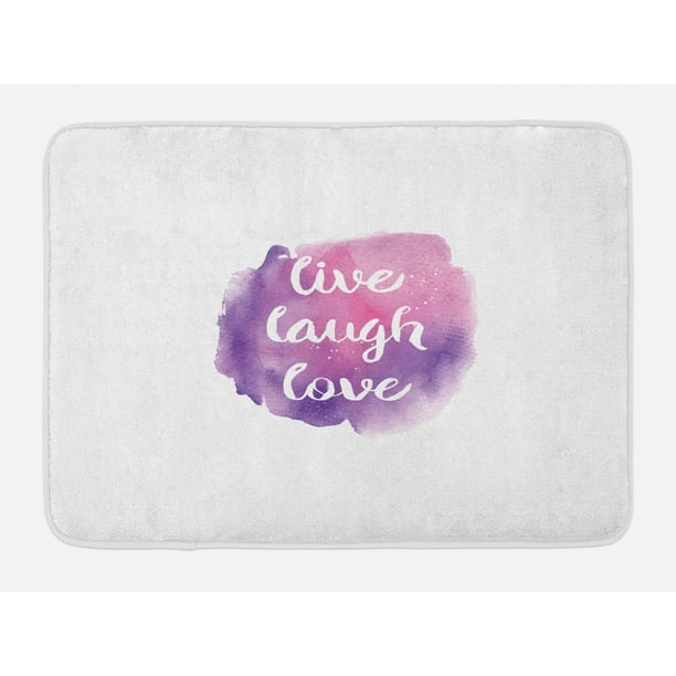 Live Laugh Love Bath Mat, Watercolor Ombre Inspired Paint Splash