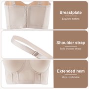 Women's Longline Strapless Bra Push Up Plus Size Full Coverage Underwire Hide Back Fat