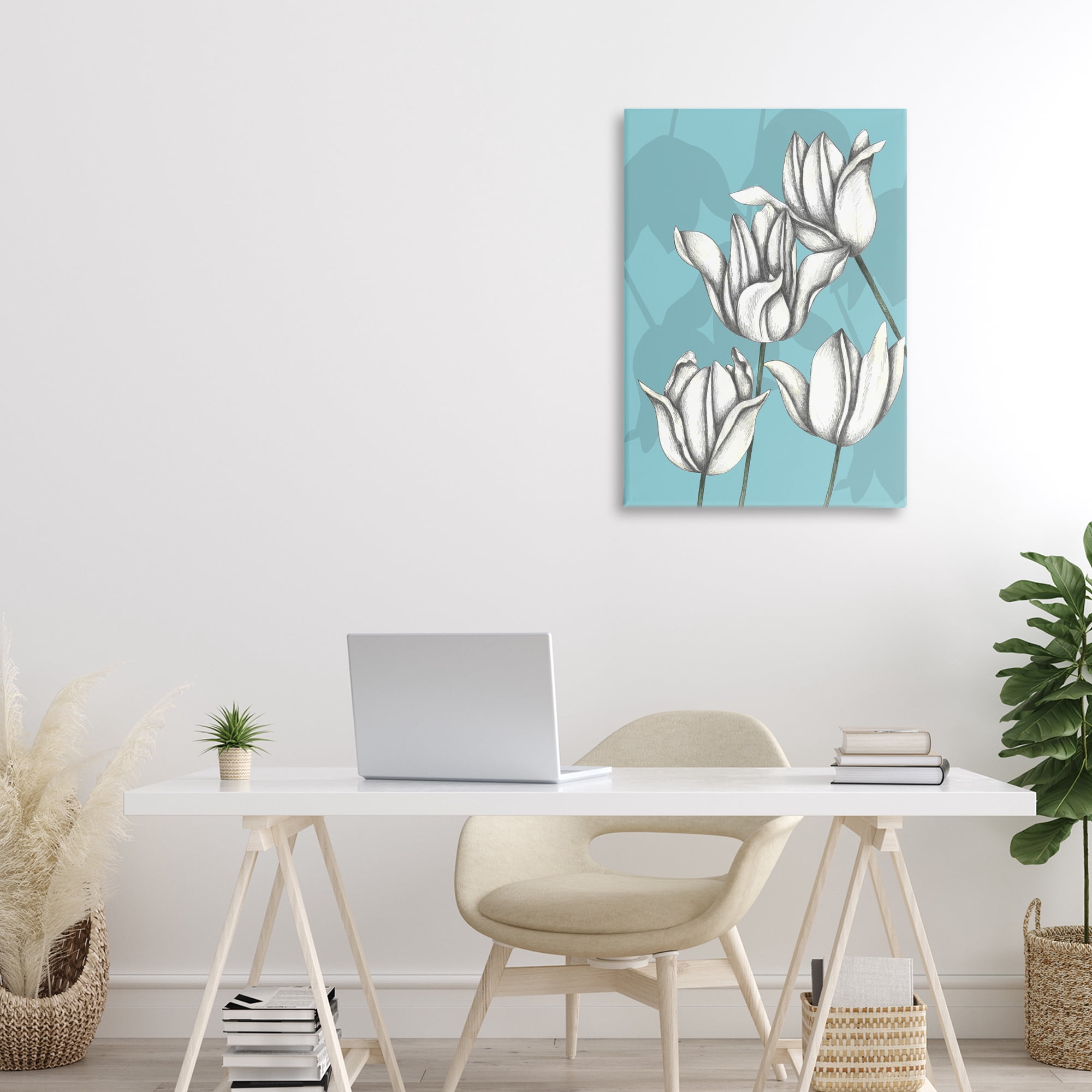 Sketched Tulips Keep Growing Canvas Wall Art, design by Cecilia Battaini