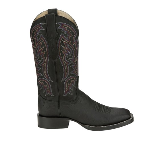 Justin Boots Mens Three Bars Smooth Ostrich Square Toe Cowboy Mid Calf Boo