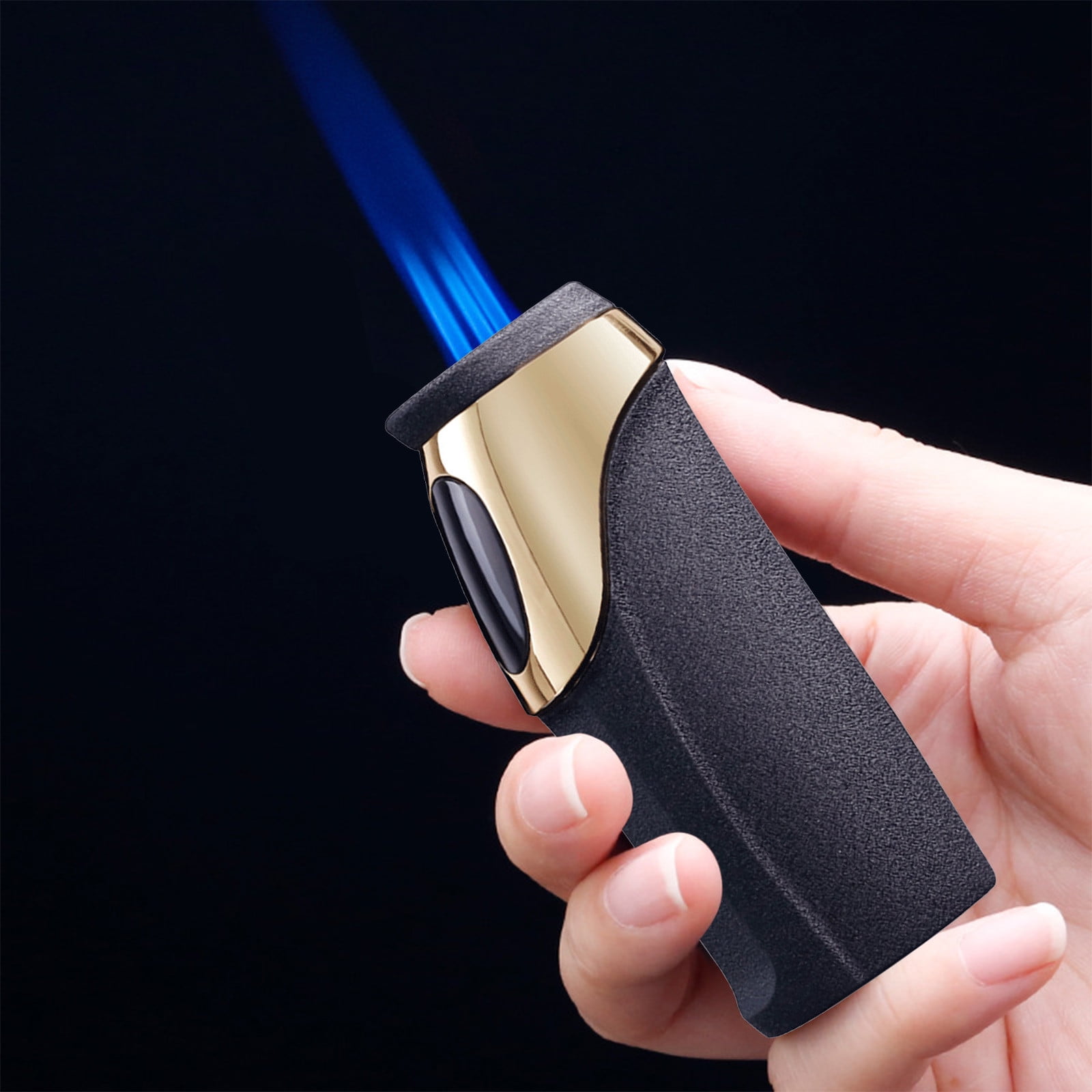 Pompotops Electric Arc Lighter Butane Torch Lighter Combination, Individualized Design Of Electric And Gas Mixed Lighters: Three Direct Blue Flame Lighters
