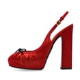 thumbnail image 2 of XYD Women Round Toe Platform Slip On Pumps Bows Slingback Strap Buckle Block High Heels Evening Dress Prom Shoes Size 7 Red, 2 of 4