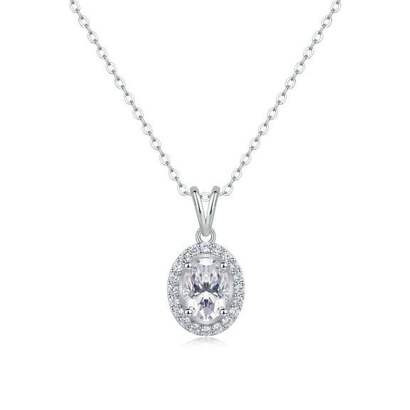 CKT S925 Sterling Silver Plated 18K White Gold Pendant 1ct Moissanite Lavishly Set Accessory Women's Collarbone Chain Layered Wear Minimalist Sophistication With Necklace