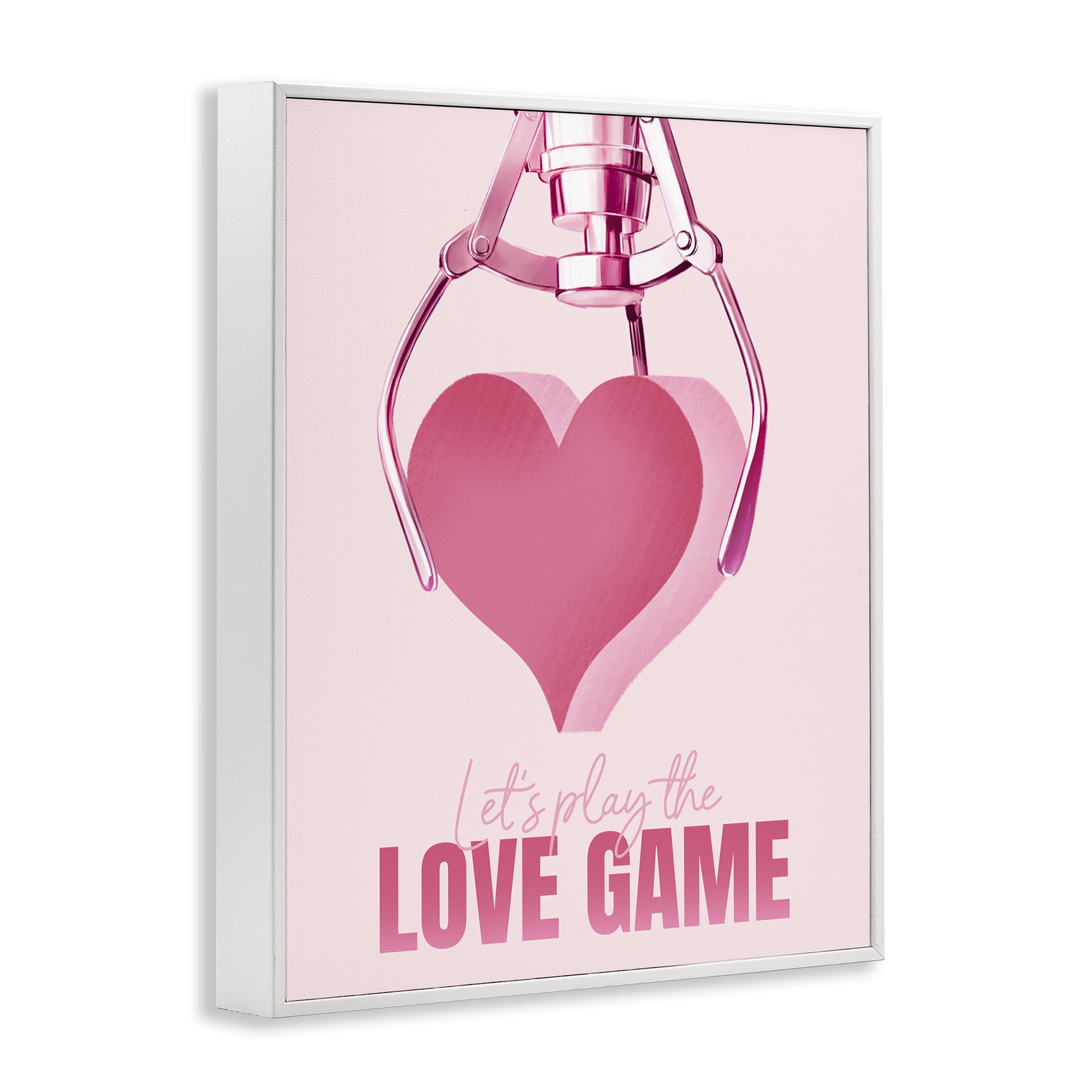 Stupell Industries Love Game with Heart Typography Painting White Framed Art Print Wall Art, 24 x 30