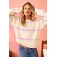 thumbnail image 2 of Women's Pink Heart Ribbed Knit Sweater for Daily Wear [ZhiHiMeRi] | S, 2 of 12
