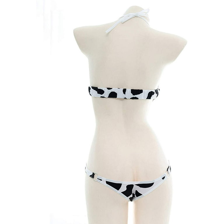 YOMORIO Womens Sexy Anime Cow Bikini Lingerie Lolita Japanese Cosplay  Underwear 