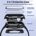 thumbnail image 4 of 2 in 1 Waterproof Case for Apple Watch Screen Protector 40mm Series 6/5/4/SE, 360 Protective Glass Face Cover Hard PC Bumper + Back Frame for iWatch 6 5 4 SE Accessories 40 mm, Black, 4 of 5