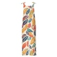 thumbnail image 5 of Mceream Jumpsuits for Women Summer Linen Casual Adjustable Strap Overalls Wide Leg Floral Print Baggy Sleeveless Spaghetti Strap Romper Jumpers with Pockets Trendy Beach Vacation Outfits Multicolor M, 5 of 5