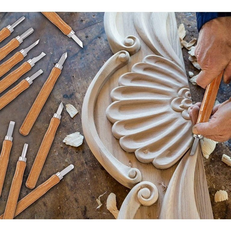 Fycooler Wood Carving Tools,21 Pack Professional Woodworking Carbon Steel Carving Chisels Knife Kit for DIY Sculpture Carpenter Experts & Beginners