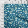 thumbnail image 2 of oneOone Polyester Spandex Teal Blue Fabric Kalamkari Traditional Sewing Material Print Fabric By The Yard 56 Inch Wide, 2 of 5
