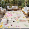 thumbnail image 2 of Happy Easter Outdoor Rug for Patio/Deck/Porch, Non-Slip Large Area Rug 5 x 8 Ft, Spring Rustic Easter Bunny Eggs Floral Burlap Indoor Outdoor Rugs Washable Area Rugs, Camping Rug Carpet Runner, 2 of 8