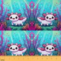 jejeloiu Axolotl Fabric by the Yard 1 Yard,Cartoon Sea Animal Home Decor Fabric by the Yard,Pink Ocean Coral Sewing Fabric For Girls,Ultra Soft Home Decor