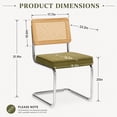thumbnail image 4 of SESSLIFE Green Dining Chairs Set of 2, Rattan Cane Back Dining Room Chairs with Velvet Upholstered Seat, Cantilever Kitchen Chairs with Chrome Frame, 300 lbs, 4 of 10