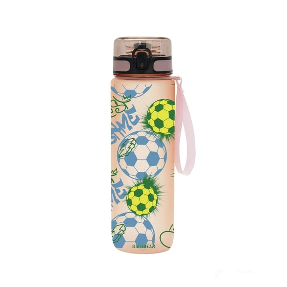 750ml Soccer Themed Sports Water Bottle Leakproof Plastic Cup with Pop-Up Lid for Outdoor Gym