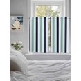 thumbnail image 4 of Tier Curtains 45 Inches Long, Turquoise Navy Blue Striped Window Treatment Curtain Drapes, Farmhouse Stripe Art Window Half Privacy Curtains for Bedroom Bathroom, 42"x45", 2 Panels, 4 of 7