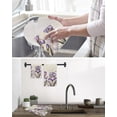 thumbnail image 5 of Purple Iris Kitchen Dish Towels for Drying Dishes Set of 3, Spring Vintage Butterfly Leaves Flowers Beige Waffle Weave Microfiber Hand Tea Bathroom Towels Quick Dry & Absorbent Towel 15.7x23.6, 5 of 7